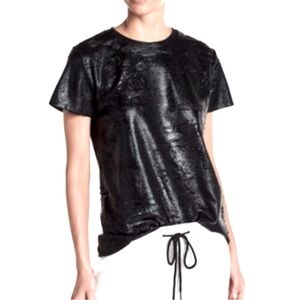 Cynthia Rowley Black Burnout Tee T-shirt Top Extra Small